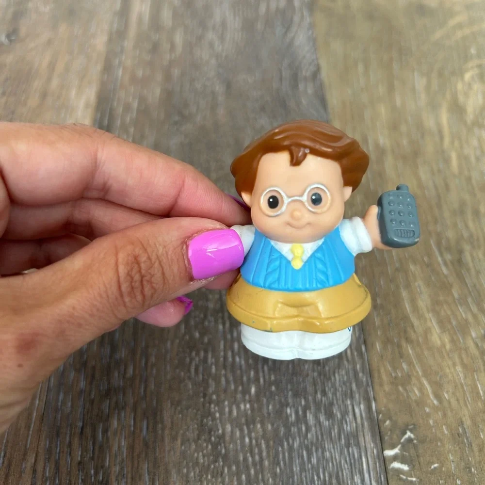 Little People Figures:Male with Glasses, cell Phone, Blue Vest (2001) as is